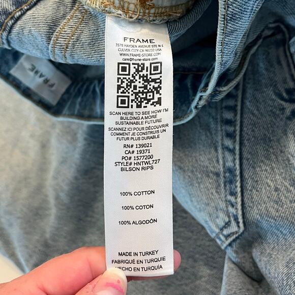 Frame High N Tight Wide Leg Jeans in Bilson Rips size 25 - Picture 8 of 12